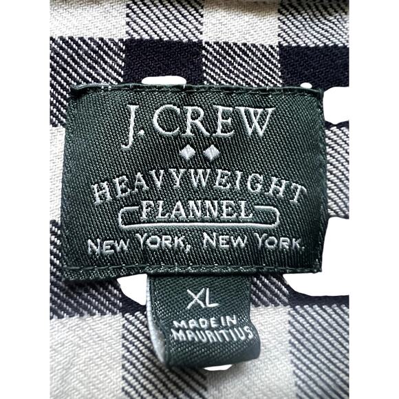 J. Crew Heavyweight Flannel Shirt XL Black Beige Buffalo Check Plaid Men's Slim - Picture 5 of 6